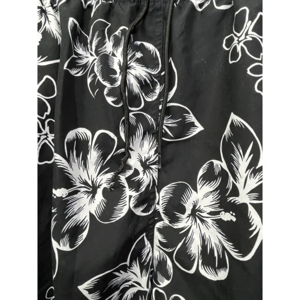 KS Island‎ Swim Shorts Mens 4XL Black White Tropical Lined Swimming Beach Pool